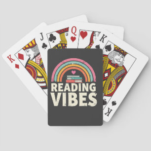 Reading Vibes Retro Rainbow Vintage Books Lovers Poker Cards