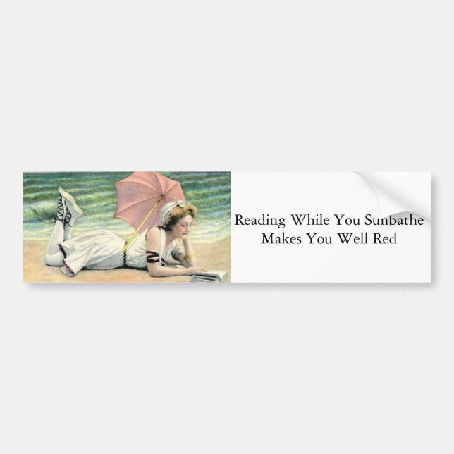 Reading While You Sunbathe Humor Bumper Sticker (Front)