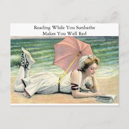 Reading While You Sunbathe Humor Postcard