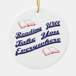 reading will take you everywhere ceramic ornament