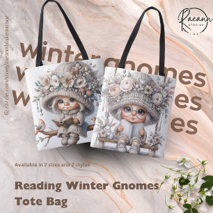Reading Winter Gnomes Tote Bag