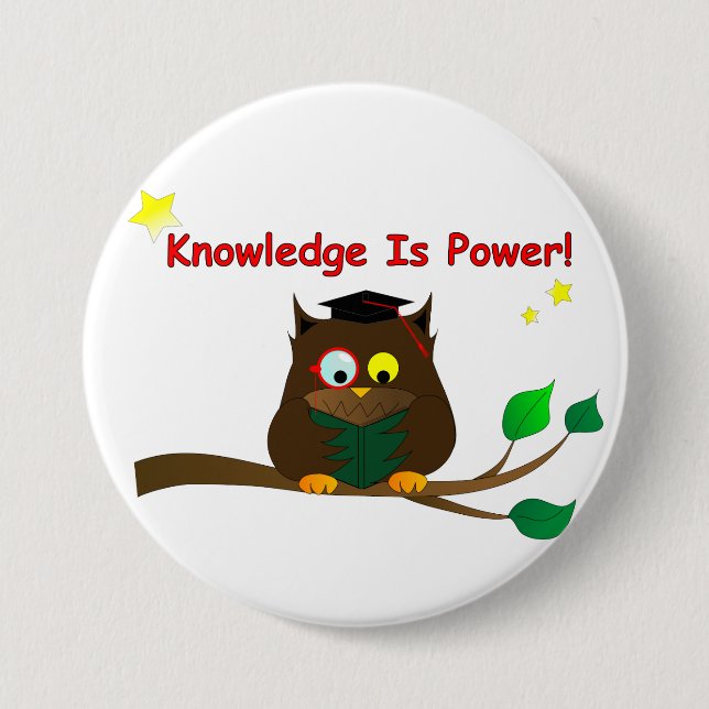 Reading Wise Owl Button (Front)