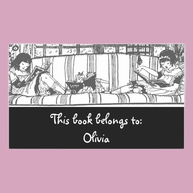 Reading with Dolly Bookplate Rectangular  (Creator Uploaded)