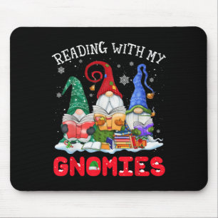 Reading With My Gnomies Christmas Funny Gnomes Rea Mouse Pad