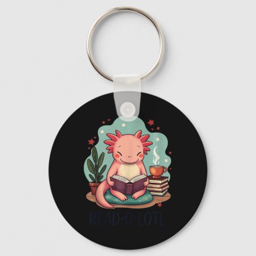 Readolotl Book Reading Cute Kawaii Anime Axolotl R Keychain