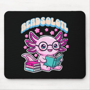 Readsolotl kawaii axolotl funny book reading lover mouse pad