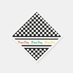 Ready 4 Race Day Classic Racing Check Black White Napkins