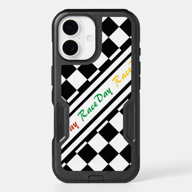 Ready 4 Race Day Classic Racing Check Black White Otterbox iPhone Case (Back)