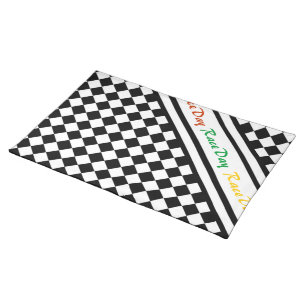 Ready 4 Race Day Classic Racing Check Black White Placemat