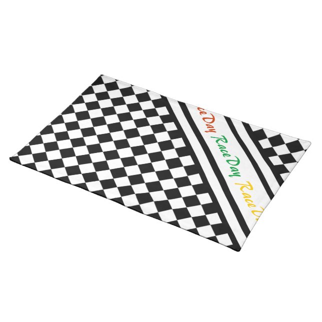Ready 4 Race Day Classic Racing Check Black White Placemat (On Table)