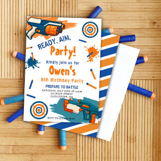 Ready, Aim, Party! Dart | Nerf Gun Themed Birthday Invitation