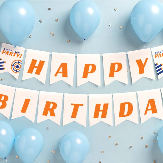 Ready, Aim, Party! Happy Birthday Decor Bunting Flags (Creator Uploaded)
