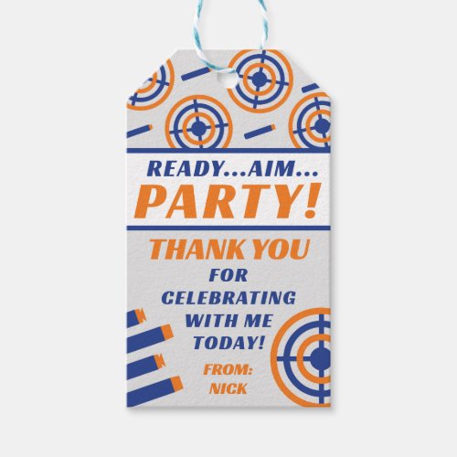 Ready Aim Party Nerf Gun Themed Birthday Party Gift Tags