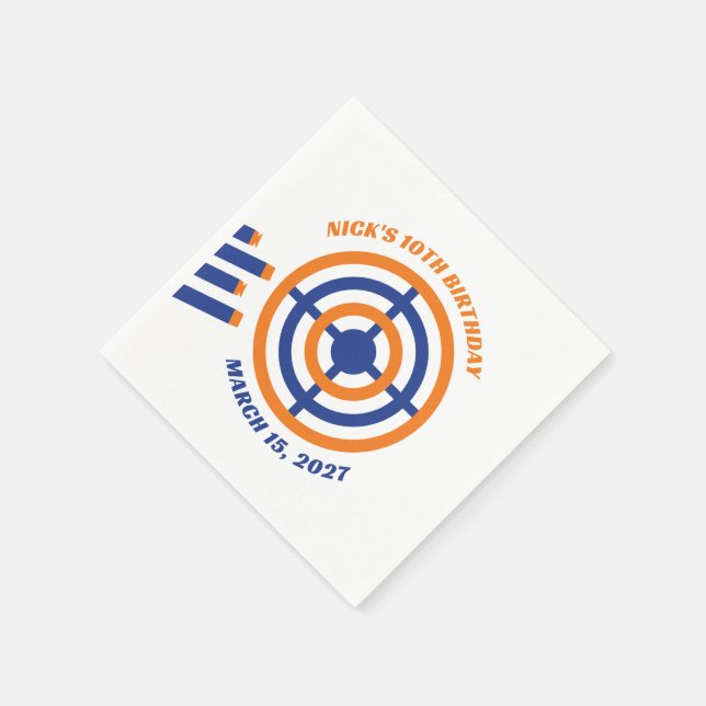 Ready, Aim, Party! Nerf Gun Themed Birthday Party Napkins (Corner)