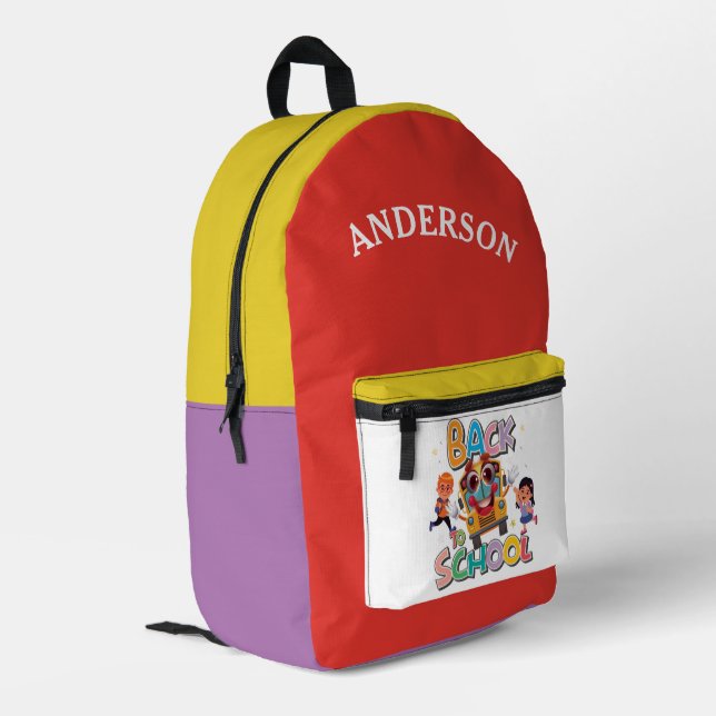 Ready Back To School Kids Personalized Name Printed Backpack (Back Corner Left)