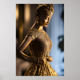 Ready - Bronze Statue - AI Fantasy Art Portrait Poster