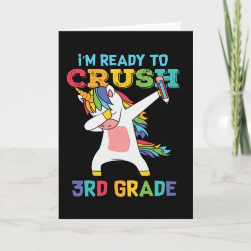 Ready Crush 3rd Grade Back School Unicorn Dabbing Card