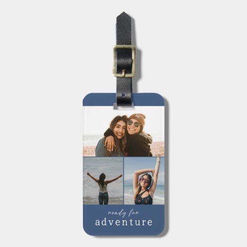 Ready for Adventure Blue Photo Collage Luggage Tag