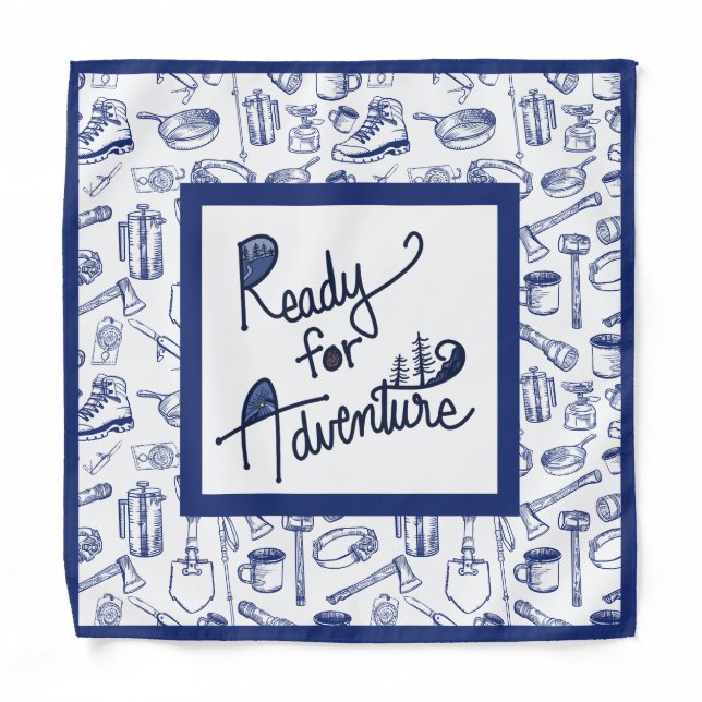 Ready for Adventure Camping Gear Pattern Bandana (Front)