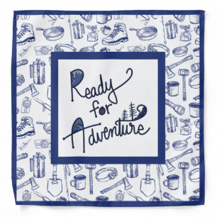 Ready for Adventure Camping Gear Pattern Bandana