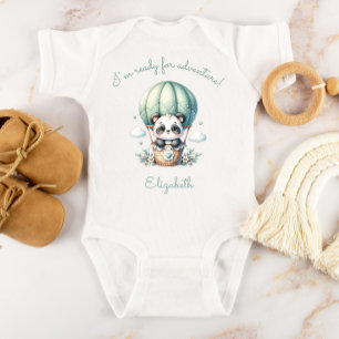 Ready for Adventure Personalized Panda Balloon Baby Bodysuit