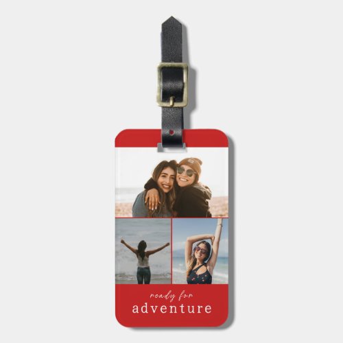 Ready for Adventure Red Photo Collage Luggage Tag