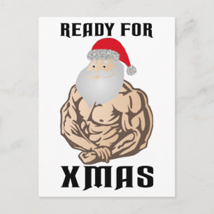 Ready for christmas muscle Santa Claus Holiday Postcard