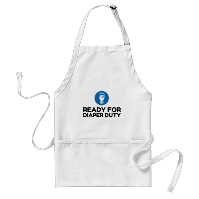 Ready For Diaper Duty Gas Mask Funny Adult Apron (Front)