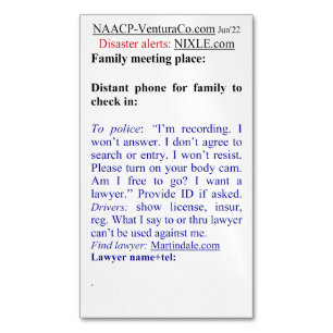 Ready for Emergencies: Disasters or Police Business Card Magnet