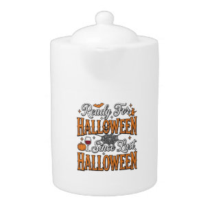 Ready For Halloween Vintage Engraving Shirt Design Teapot