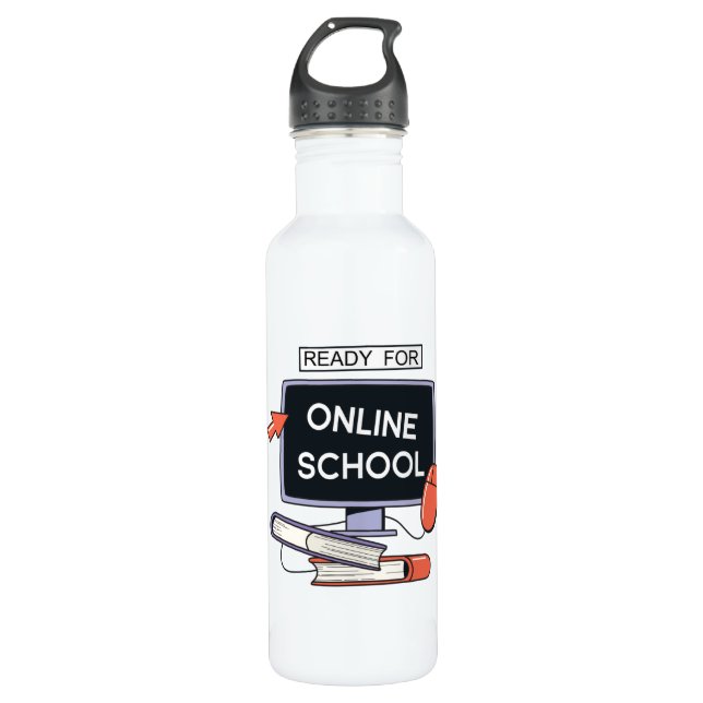 Ready for Online School Stainless Steel Water Bottle (Front)