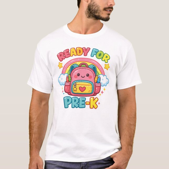 Ready For Pre-K  Rainbow Back to School design T-Shirt (Front)