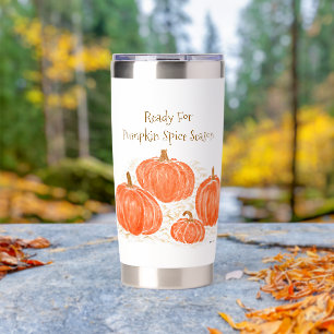 Ready for Pumpkin Spice Season Watercolor Pumpkin Insulated Tumbler