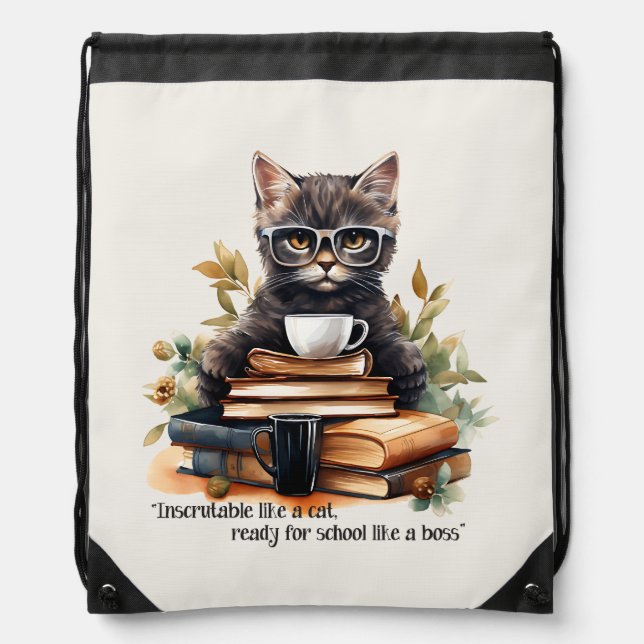 Ready For School Like A Boss Drawstring Bag (Front)