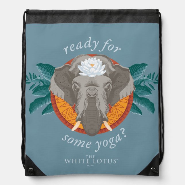 Ready for Some Yoga? - The White Lotus Drawstring Bag (Front)