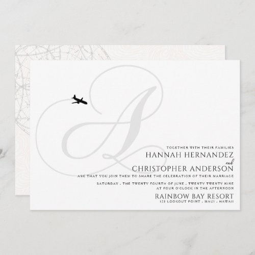 Ready for Take Off A Initial Wedding Invitation