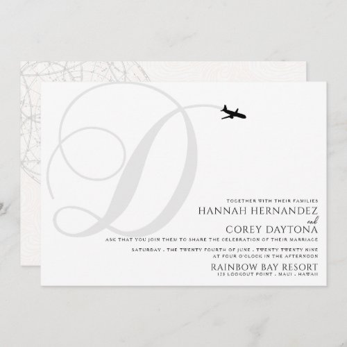 Ready for Take Off D Initial Wedding Invitation
