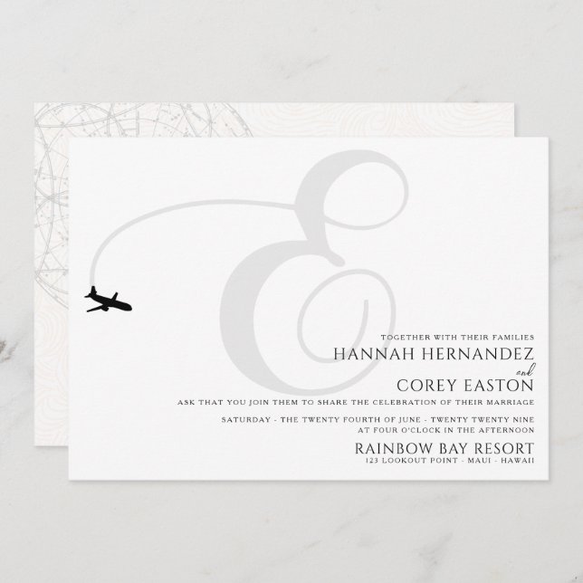 Ready for Take Off E Initial Wedding Invitation (Front/Back)