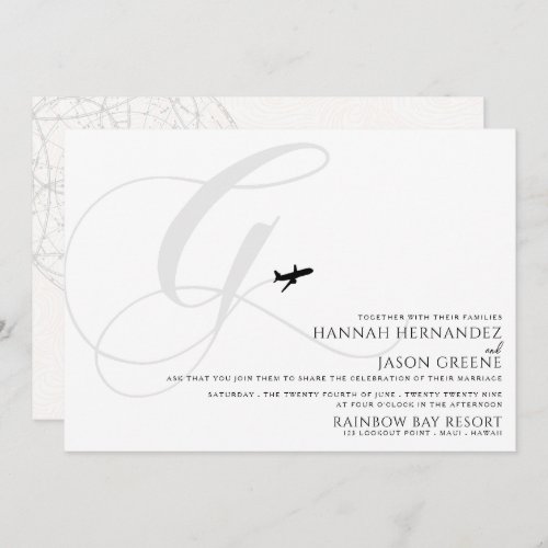 Ready for Take Off G Initial Wedding Invitation