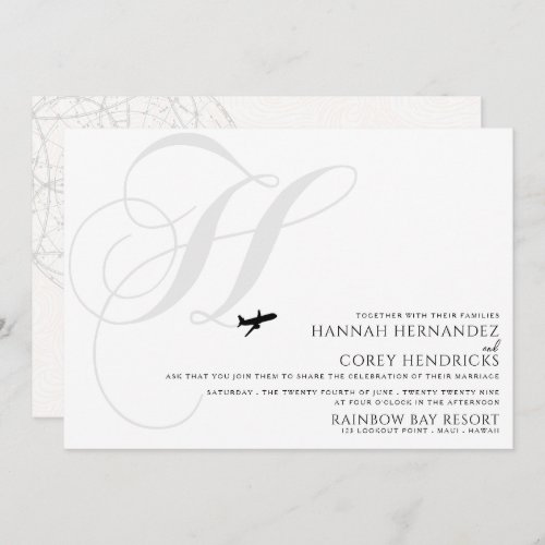 Ready for Take Off H Initial Wedding Invitation
