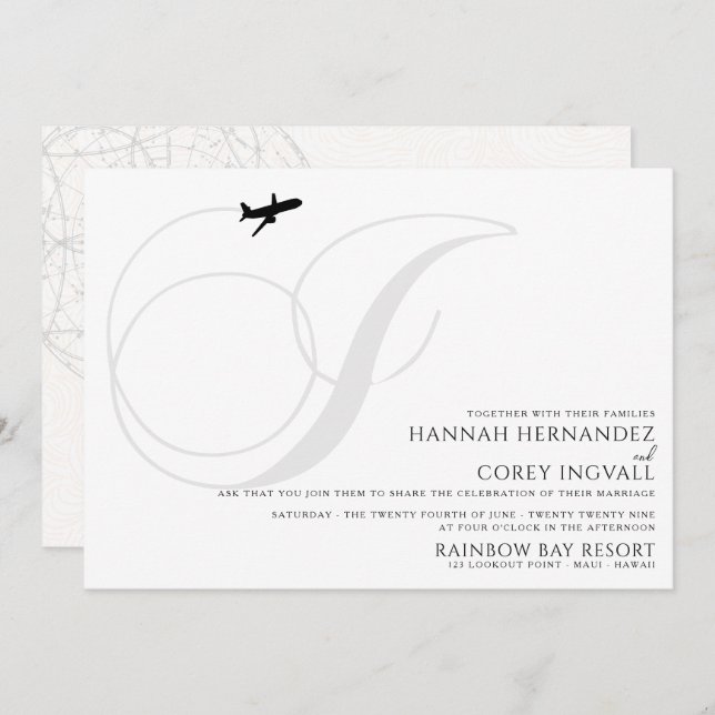 Ready for Take Off I Initial Wedding Invitation (Front/Back)