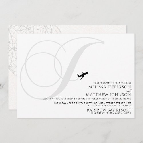 Ready for Take Off J Initial Wedding Invitation