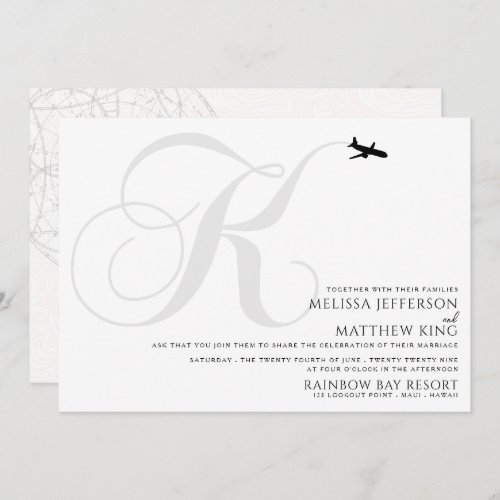 Ready for Take Off K Initial Wedding Invitation