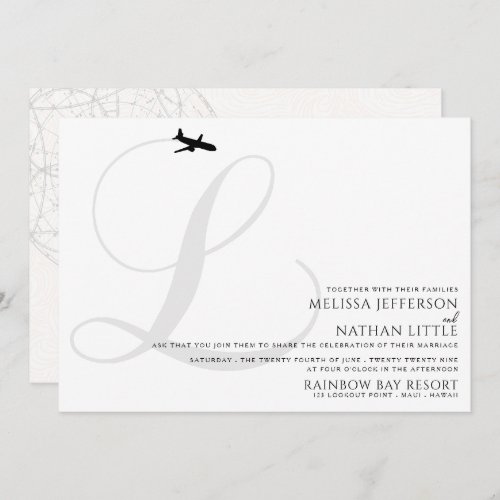 Ready for Take Off L Initial Wedding Invitation