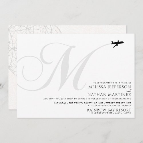 Ready for Take Off M Initial Wedding Invitation