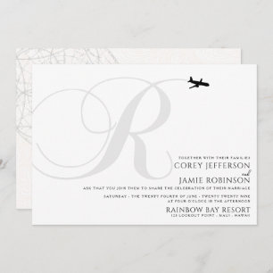 Ready for Take Off R Initial Wedding Invitation