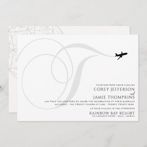 Ready for Take Off T Initial Wedding Invitation