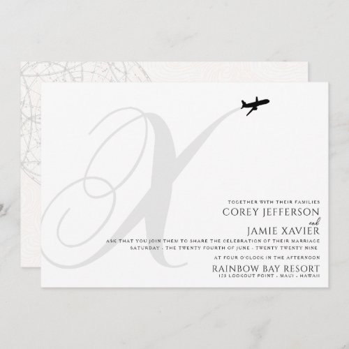 Ready for Take Off X Initial Wedding Invitation