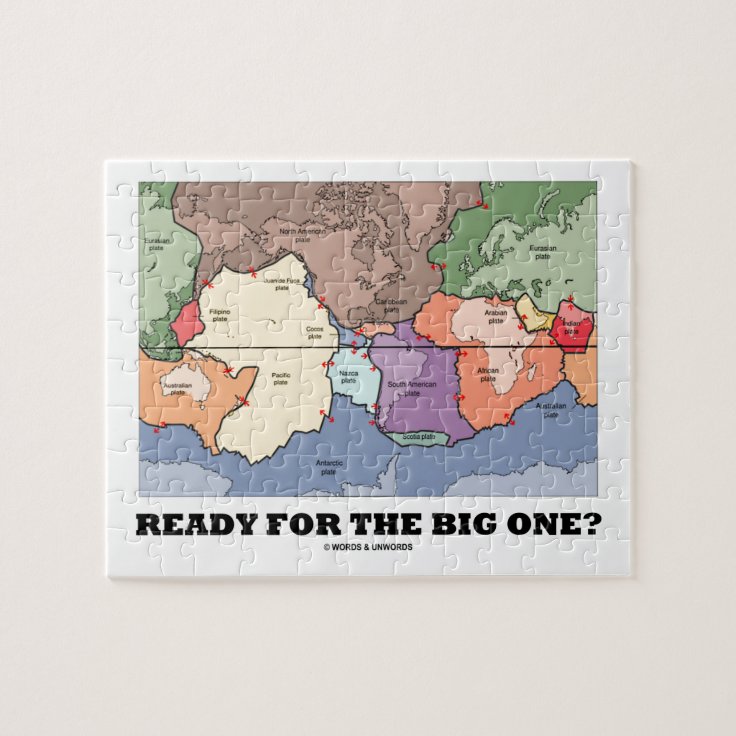 Ready For The Big One? (Plate Tectonics World Map) Jigsaw Puzzle Zazzle
