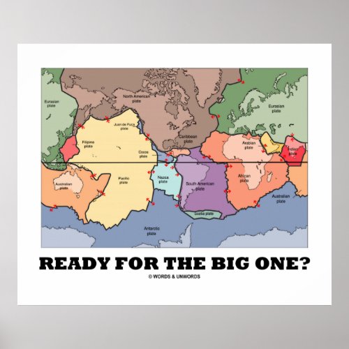 Ready For The Big One Plate Tectonics World Map Poster